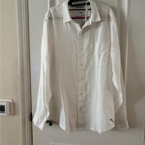 Tommy Bahama White Linen Casual Button Down Shirt- Size L NWT